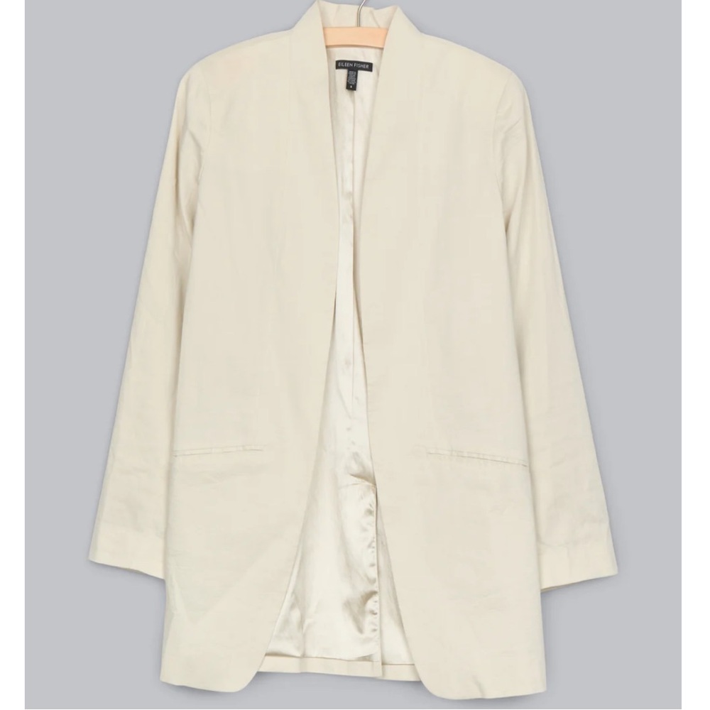 Eileen Fisher Polished Ramie Stretch Jacket Neutral/Beige Women’s Size 14